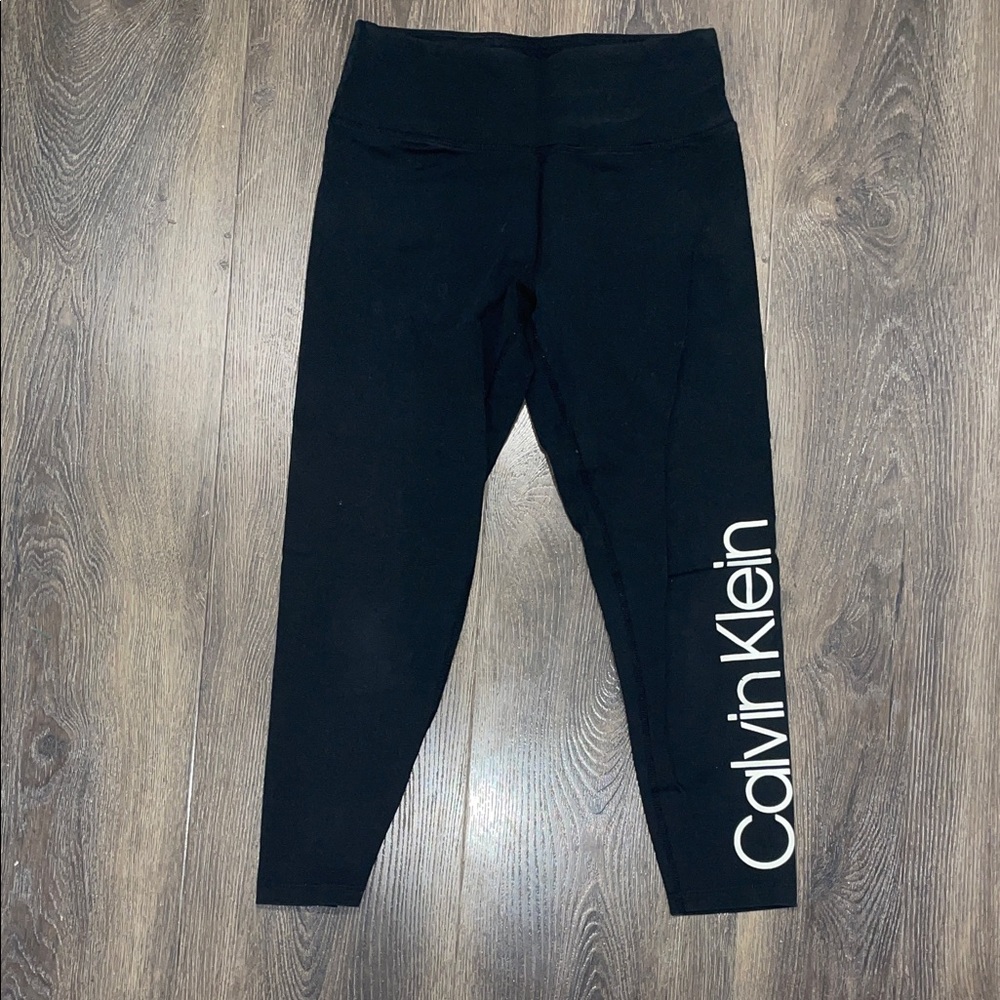 Calvin Klein Black Leggings with White Logo